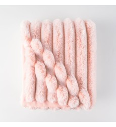 Luxury  Jacquard Stripe  Rosewater Pink Solid Tie Dye Minky Faux Rabbit Fur Mink Throw Blankets