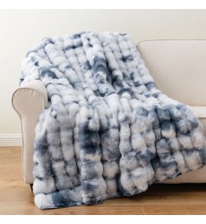 Tie Dye WaterBlue Color 100%Polyester Thick Weight 720GSM Double Sides Luxury Minky Faux Fur Throw Blanket Housewarming gift