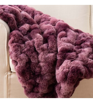  Quilted Tie Dye Purple Super Soft Noval Luxe Throw Size Faux Fur Ripple Minky Blankets