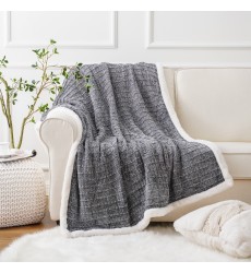 Luxury Gray Plush Fuzzy Chunky Knit Chenille Yarn Knit Faux Throw Blanket for Bed Sofa Chair Home