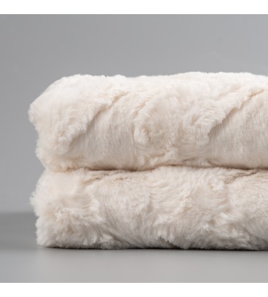 Super Soft Fuzzy Faux Fur Elegant Rectangular Embossed Throw Blanket