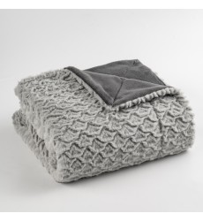 Decorative Extra Soft Faux Fur Bed Blanket Soft Cozy Warm Fluffy Geometric Minky Fleece Grey Throw Blanket