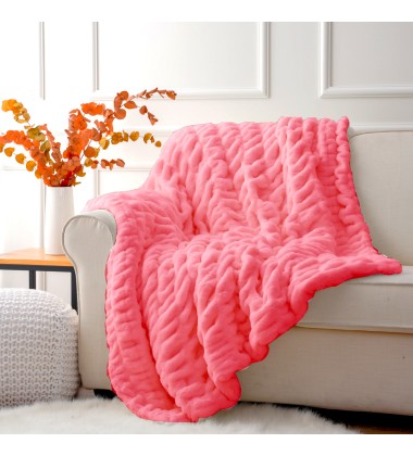 Luxury Cozy Pumpkin Color Double Sides Ruched Minky Throw Hugs Halloween Autumn Harvest Plush Stretch Seasonal Faux Fur Blanket