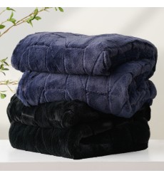 50 x 70 Inches Navy Blue Soft Throw Blanket Ultra Plush Jacquard Minky Faux Rabbit Fur Blanket