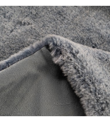 Luxury Lightweight Frosted Gray Back Printed Rabbit Faux Fur Throw Blanket Plush Velvety Soft Minky Plush Blanket