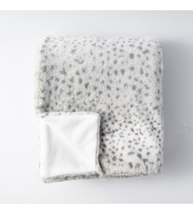 Hot Selling Reversible Super Soft Fuzzy Snow Leopard Print Fake Fur Throw Blanket for winter