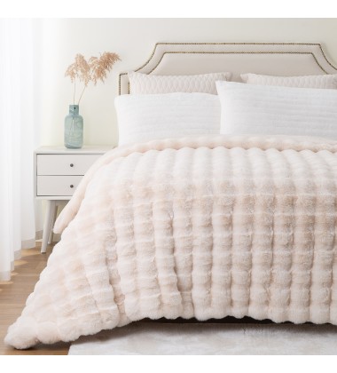 Luxury Stylish Bubble Minky Blanket Neutral Luxury Fur Fluffy Blanket Super Comfortable Blankets for Bed