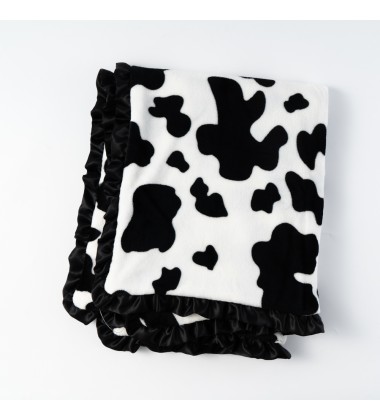 Black and White Cow Print Double Sides Fuzzy Super Soft Silky Cute Fleece Faux Fur Minky Blankets for Kids Boys Girls Adults