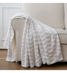 Marbled Ivory Big Blanket Brush Wave Eyelash Pattern Graced Soft Luxuries Softest Warm Elegant Cozy Faux Fur Home Throw Blanket