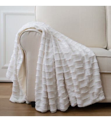 Marbled Ivory Big Blanket Brush Wave Eyelash Pattern Graced Soft Luxuries Softest Warm Elegant Cozy Faux Fur Home Throw Blanket