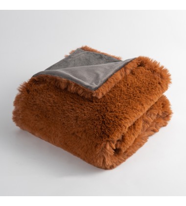 Copper Pumpkin Rabbit Faux Fur Blanket Ultra Soft Blanket Luxurious Fuzzy Warm Cozy Lightweight Soft Blanket