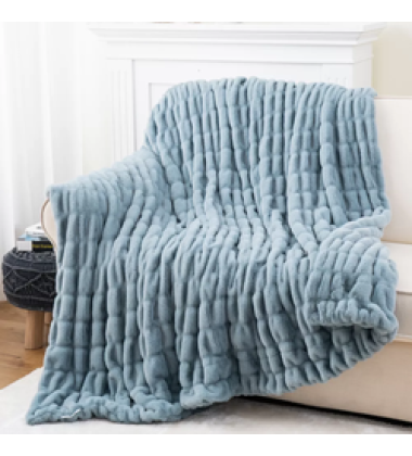 Free Sample Luxurious Ultra Soft Solid Color Thick Tie Dye Korea Ruched Mink Blanket Hug Faux Fur baby Caramel Minky Blanket