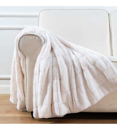 Super Soft Luxury White Decorative Extra Soft Faux Fur Throw Blanket 50