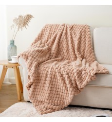 Luxury Jacquard Diamond Pattern Faux Fur Throw Blanket for sofa