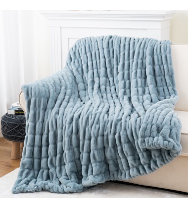 Huckleberry Elegant Soft Stretchy Luxurious Cozy Double Sides Ruched Minky Fabric Throw Blankets 60X80Inch