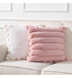 Faux Fur Plush Decorative Throw Pillow Covers Fuzzy Striped Soft Pillowcase Cushion Covers for Sofa Couch Bedroom