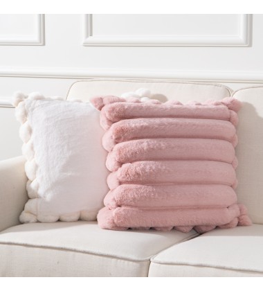 Faux Fur Plush Decorative Throw Pillow Covers Fuzzy Striped Soft Pillowcase Cushion Covers for Sofa Couch Bedroom