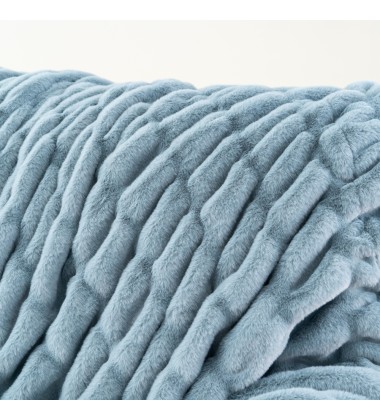 Luxe Double Sides Plush Copper Blue Ruched Minky Faux Fur Throw Blanket for home deco