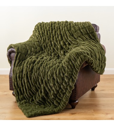 Sage Green Double Sides Ruched Stretchy Minky Blankets Luxury Super Soft Faux Fur Throw Blankets for sofa