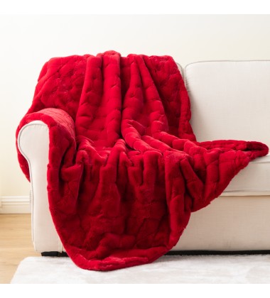 Christmas Red Warm Luxury Double Sides Oversized No Shedding Super Soft Holiday Faux Fur Minky Throw Blankets