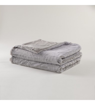 Luxury Lightweight Frosted Gray Back Printed Rabbit Faux Fur Throw Blanket Plush Velvety Soft Minky Plush Blanket