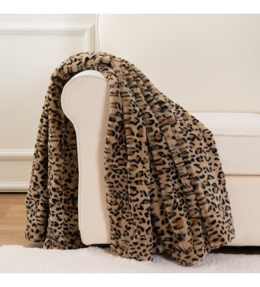 Brown Sand Leopard Fuzzy Faux Fur Cheetah Throw Blanket Lightweight Plush Cozy Soft Microfiber for Couch Travel 60x70Inch