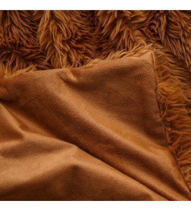 AW24 Luxury Fluffy Plush Super Soft Hand Feeling Brown Shaggy Long Fur Throw Blankets for Winter