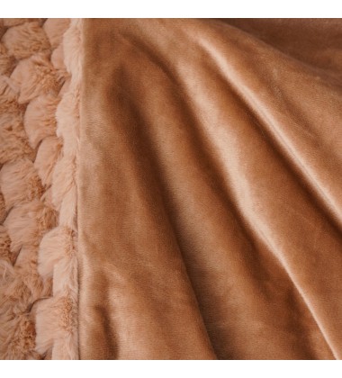 Luxury Jacquard Diamond Pattern Faux Fur Throw Blanket for sofa