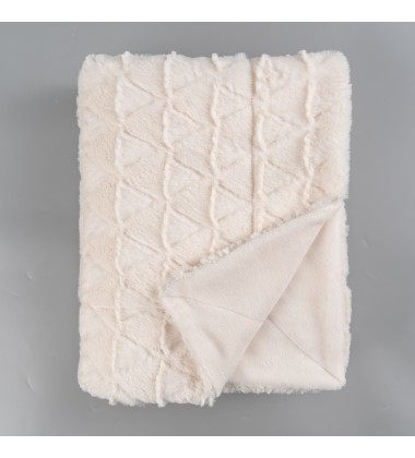 Super Soft Fuzzy Faux Fur Elegant Rectangular Embossed Throw Blanket