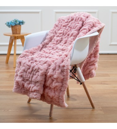  recycling super soft extra cozy luxury embossed red white rabbit faux fur throw blanket for couch