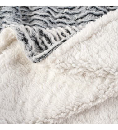 Super Soft Rabbit Faux Fur Fleece Throw Blanket Thick Luxurious Faux Fur Plush Warm Fuzzy with Stone Pattern for Bed Sofa