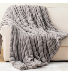 Stylish Silver Gray Double Sides Premium Super Soft No Shedding Ruched Minky Fabric Throw Blanket for sofa