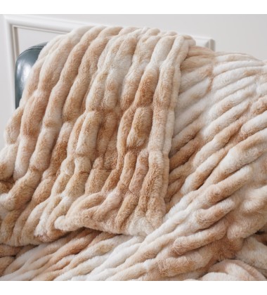 Free Sample Luxurious Ultra Soft Solid Color Thick Tie Dye Korea Ruched Mink Blanket Hug Faux Fur baby Caramel Minky Blanket