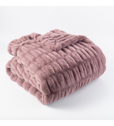 Soft Stylish Luxury Warm Embossed Tie Dye Ruched Bubbly Rabbit Faux Fur Minky Throw Blankets for Winter