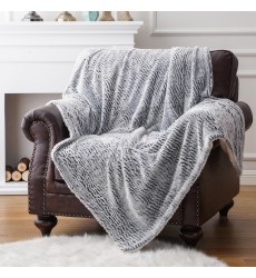 Super Soft Rabbit Faux Fur Fleece Throw Blanket Thick Luxurious Faux Fur Plush Warm Fuzzy with Stone Pattern for Bed Sofa