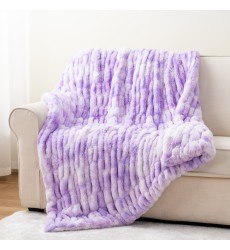 Double Sided Ultra Plush Cozy Large Tie dye Lavender Purple Adult Baby Ruched Faux Fur Minky Throw Blanket Ruched Minky Fabric