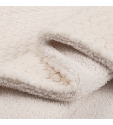 Egret White Fuzzy Reversible Sherpa Blankets Faux Fur Blanket Throw