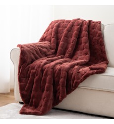 Christmas Red Warm Luxury Double Sides Oversized No Shedding Super Soft Holiday Faux Fur Minky Throw Blankets