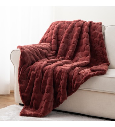 Christmas Red Warm Luxury Double Sides Oversized No Shedding Super Soft Holiday Faux Fur Minky Throw Blankets