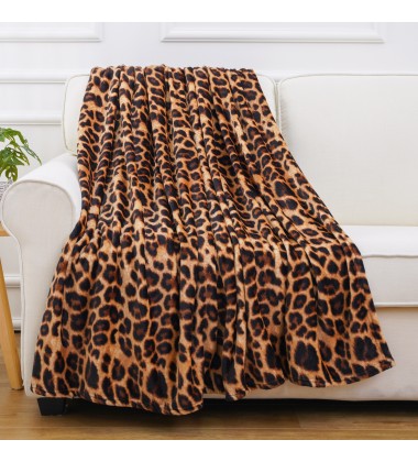 Lightweight Super Soft Ultra Luxurious Plush Mink Fleece Hooded Blankets Personalized Leopard Print Flannel Fleece Throw Blanket