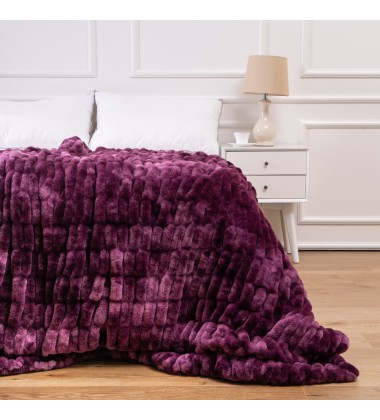 100%Polyester Luxury Bedding Ruched Faux Fur Blanket Comforter Set 3Pieces