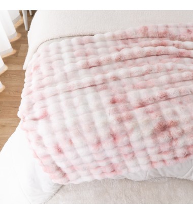 Luxury Tie Dye Pink Bubble Double Sided Soft Faux Rabbit Fur Minky Throw Blankets Adult Baby Snuggle and Cushions for winter