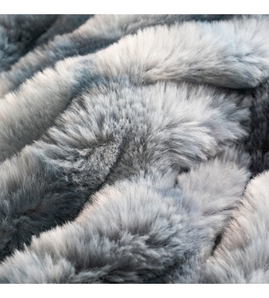 Luxury Faux Fur Oversized Throw Blanket with Plush Velvet Reverse Stripe Traditional Blanket