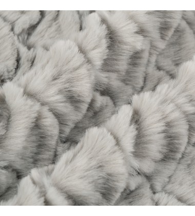 European Style luxury Grey Marl Brushed Embossed Geometric Conch Fox Real Faux Fur Blankets