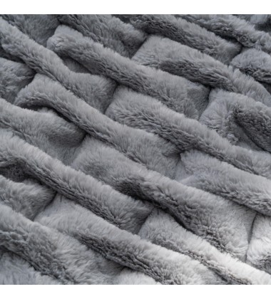 Quilted Faux Fur Minky Throw Blanket Noval Super Soft Gray Double Sides Bubble Minky Throw Blankets for Winter