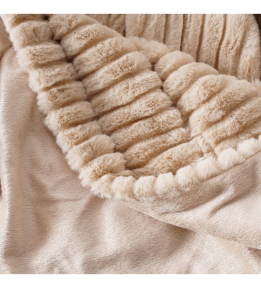 Luxury Super Soft Cozy Plush Bubble Jacquard Faux Rabbit Fur Throw Blanket for home deco