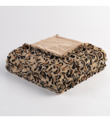 Royal Luxury Cozy Brushed Printed Leopard Pattern Plush Furry Rabbit Fur Minky leopard blanket for Winter