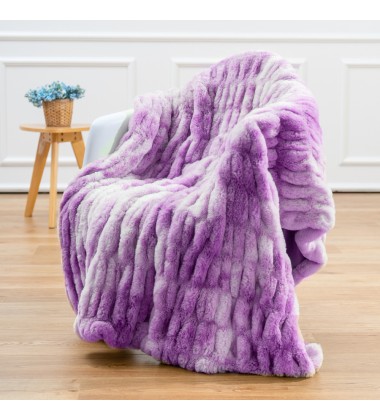 Adult Baby Sized Super Soft Fuzzy Double Sides Rainbow Tie Dye Ruched Faux Fur Minky Throw Blankets Hugs for deco