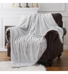 10 foot by 10 foot Large Blanket Gray Frosted Back Printed Checked Pattern Super Soft High Quality Fuzzy Faux Fur Throw Blanket