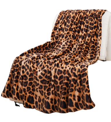 Lightweight Super Soft Ultra Luxurious Plush Mink Fleece Hooded Blankets Personalized Leopard Print Flannel Fleece Throw Blanket